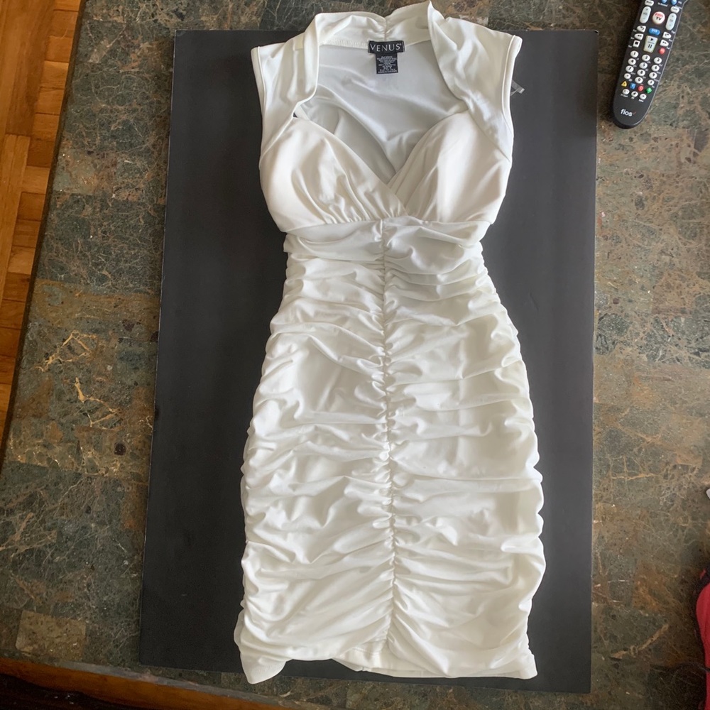 Venus classy white short dress with scrunch booty